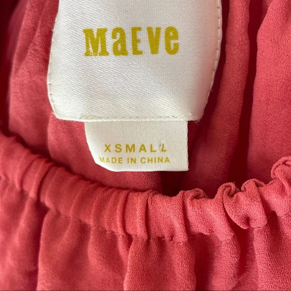 Anthropologie Maeve Off Shoulder Ruffle Islander Top Coral Size XS - Picture 3 of 5